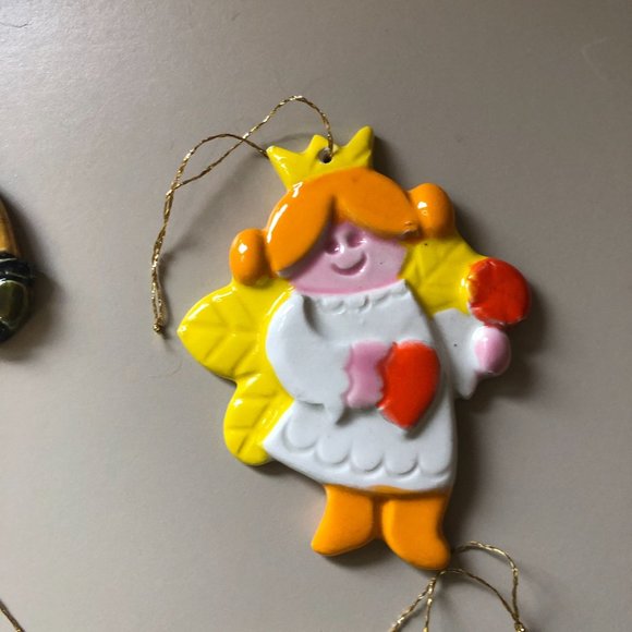 Christmas Tree Ceramic Ornaments Vintage Handpainted Angel Bear Nutcracker Decor - Picture 4 of 12